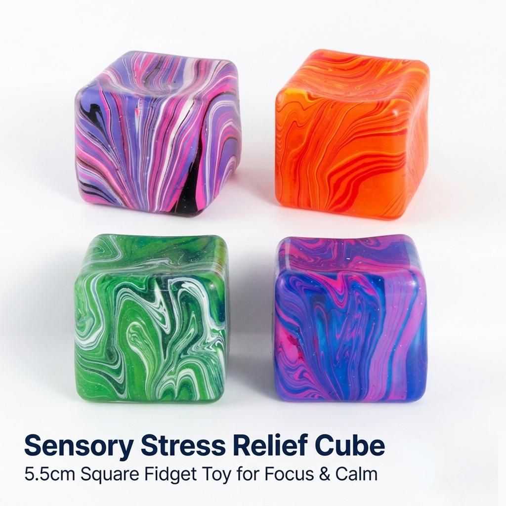 Super Solid Squish Cube Squeeze Ball Stress Relief Toy for Hand Exercise and Sensory Play for All Ages