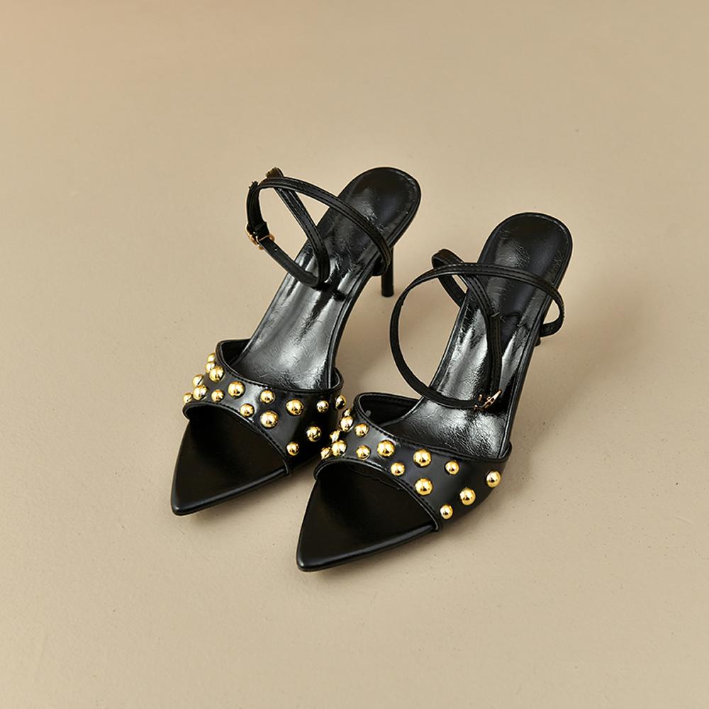 Ladies New Summer Fashion Dress Buckle Sexy Open Toe Stiletto Slippers Elegant Party Designer Casual Ladies Sandals Plus Size 42