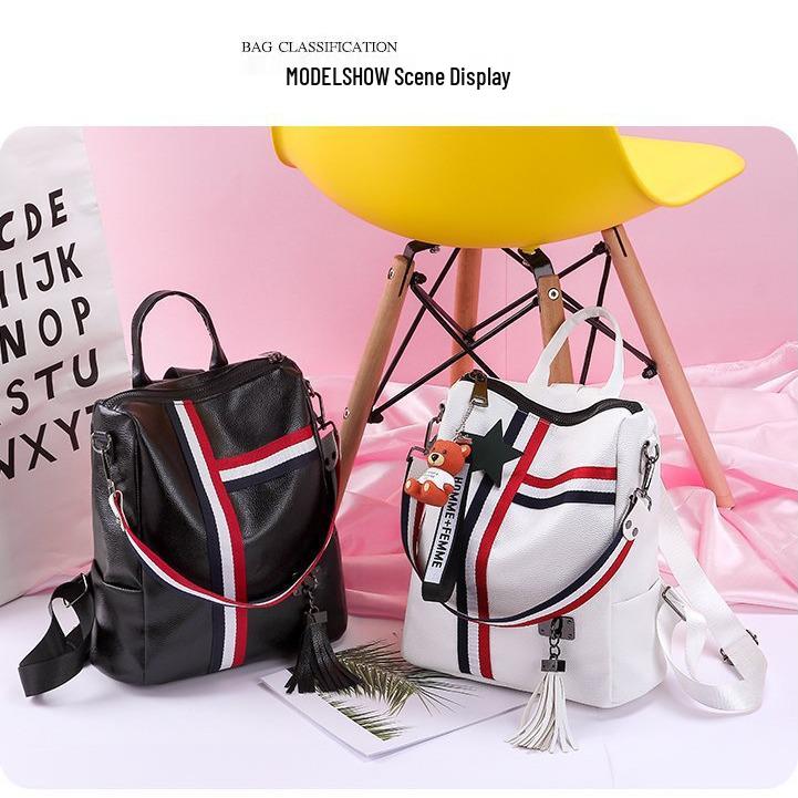 Ribbon Pendant Bear Two-way Shoulder Backpack for Women