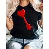 Humorous T-Shirts with a Red Heart Design, Perfect for Casual Wear. Ideal for Both Genders. Wishing Everyone a Joyful Easter!