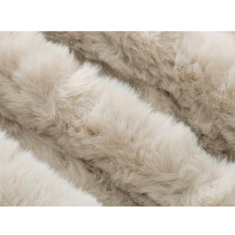 Women Faux Fur Vest Metal Buckle Loose Vintage Thick Warm Sleeveless