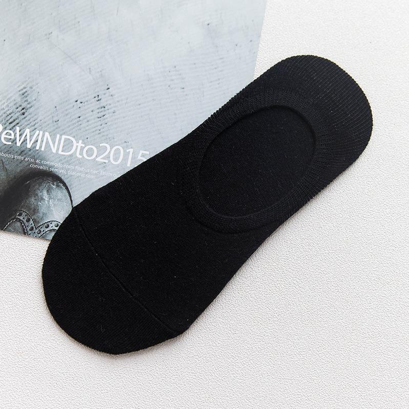 Men's Spring and Summer New Solid Color Cotton Silicone Non Slip Shallow Mouth Invisible Socks
