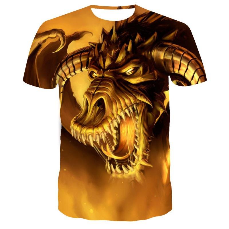 Cool Fashion Dragon 3D Printing T Shirt Casual Cartoon Anime Short Sleeve Tee