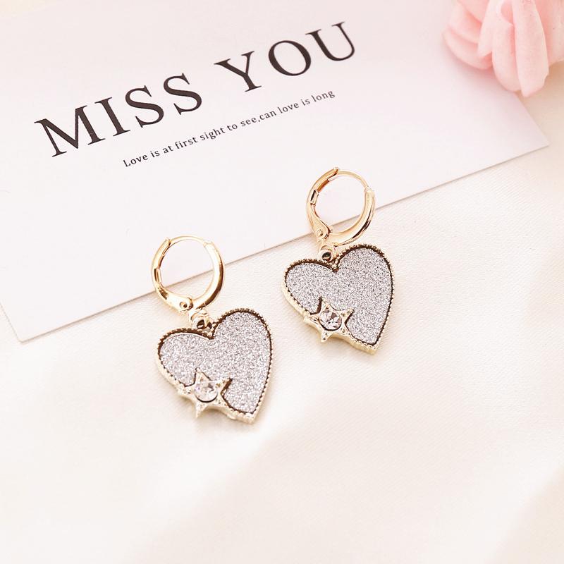 

Серьги-кольца с кристаллами циркона и глазурью в форме сердца для женщин и девочек, ювелирные изделия со стразами, женские вечерние серьги-капли, подарки