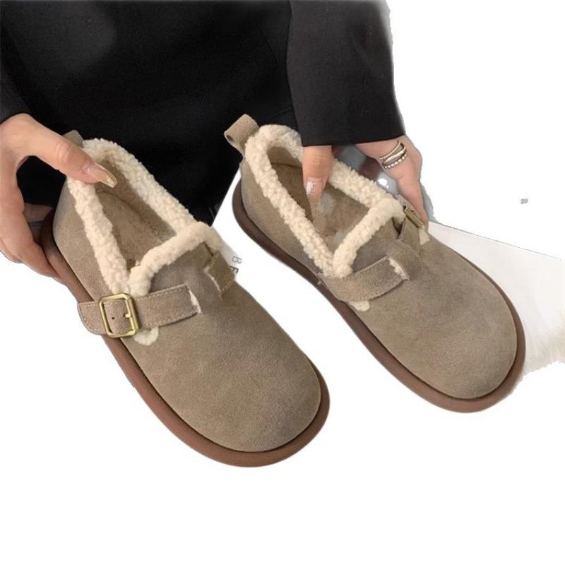 Soft-soled velvet women's new retro autumn and winter shoes thick-soled Doudou flat-soled warm fluffy cotton shoes