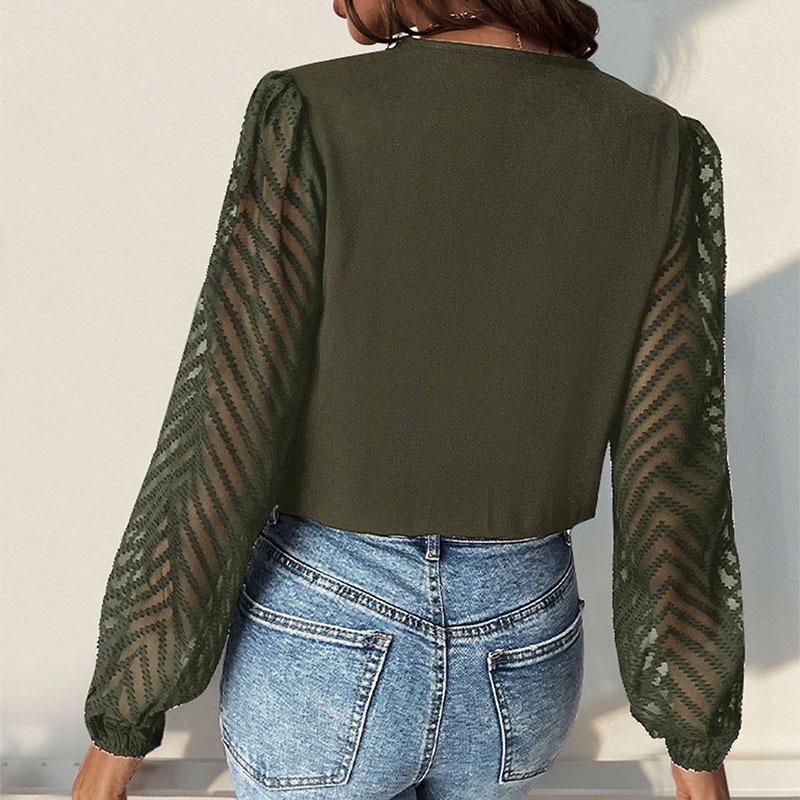 Women's Fashion Casual Solid Color Print Spring Autumn Long Sleeve V-Neck Bodysuits