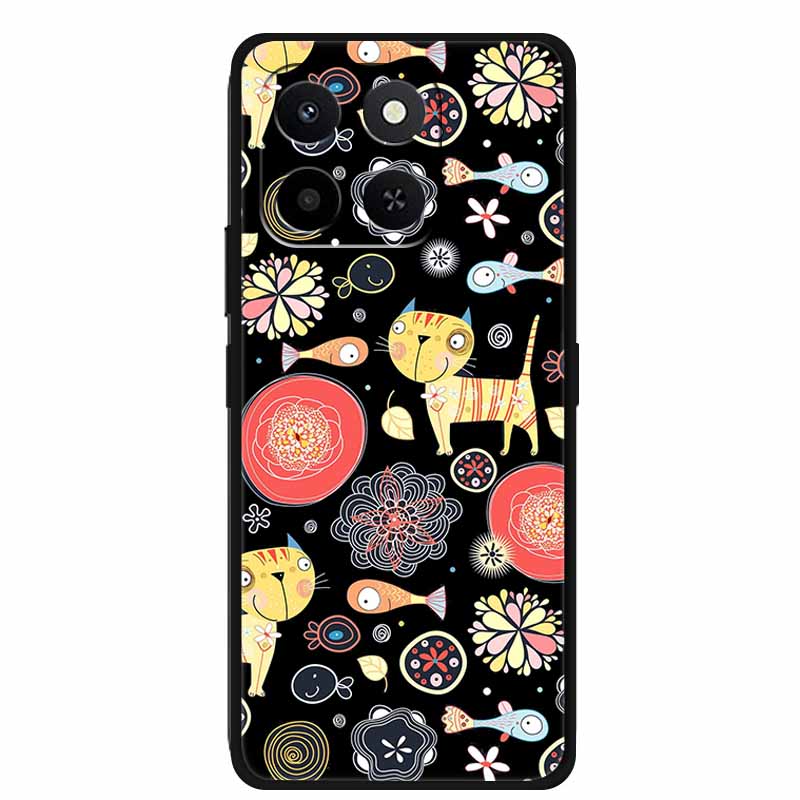 3D Emboss Case For Honor Play 10T 400 Smart 4G 5G Relief Flower Back Cover Black TPU Silicone Soft Case For Honor X7d 4G 5G Para