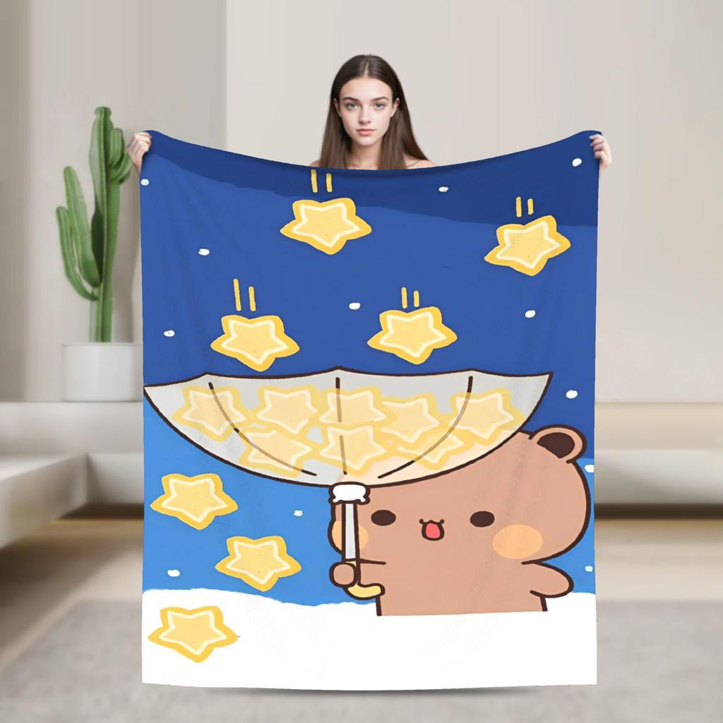 Bubu Dudu Flannel Blanket Winter Super Soft Throw Blanket for Kids Adult Outdoor Print Bedspread Sofa Bed Cover