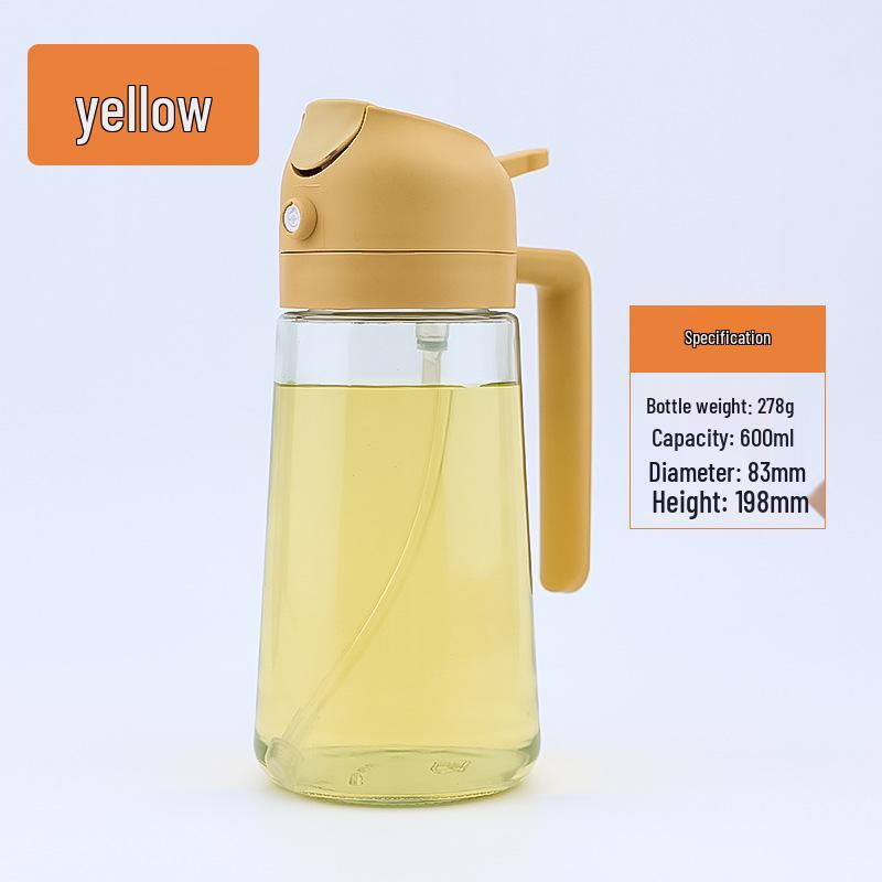 Large Capacity Dual-Use Glass Oil Bottle - Pour & Spray with No-Drip Atomizing Feature for Kitchen.