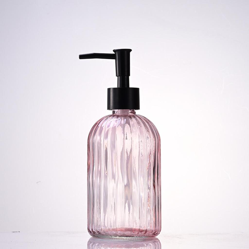 Nordic Large Capacity Vertical Stripe Glass Bottle for Hand Sanitizer, Shampoo, or Shower Gel