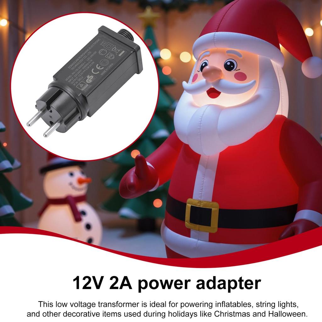 String Light Power Adapter 12V EU Plug LED Fairy Light Adapter IP44 Waterproof Low Voltage Transformer For Outdoor Christmas