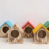 Bird Nesting Box Rainproof Wooden Bird House Handmade Ventilation Bird Feeding Station Colorful Hatching Nest Parrot Breeding