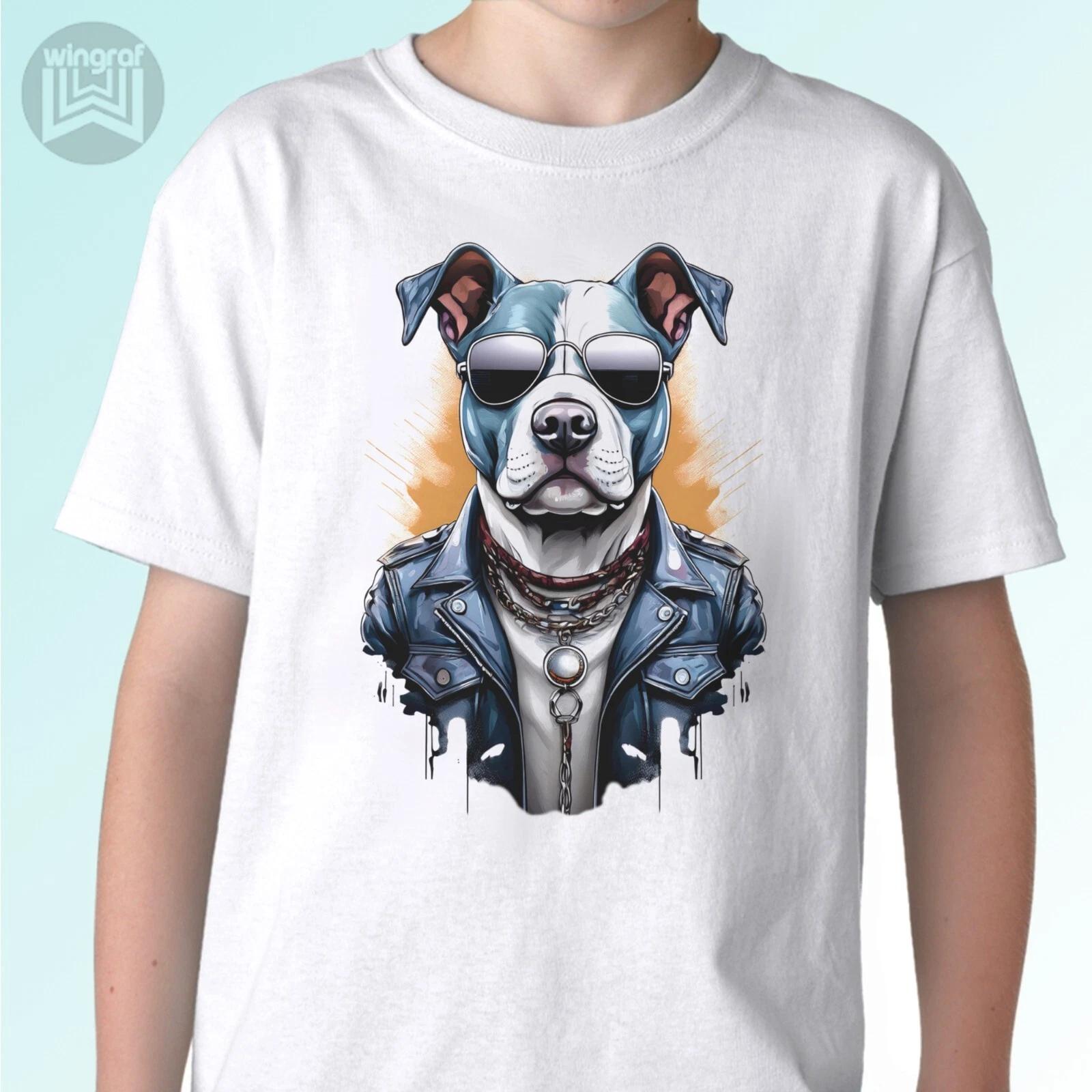 

Pitbull kids boys T-Shirt cool dog tee xmas gift funny pit bull gangster art top all sizes 110