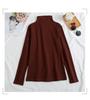 2024 Women's Korean Style Solid Color Plus Velvet Long Sleeve T-Shirt, Autumn/Winter