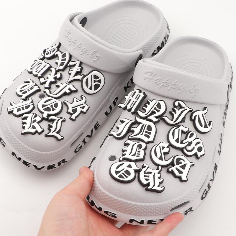 Maxun Old Alphabet Shoe Charms Letter Decoration for Clog Sandals Cute Grapheme Bracelet Party Accessories Favor 1 PCS