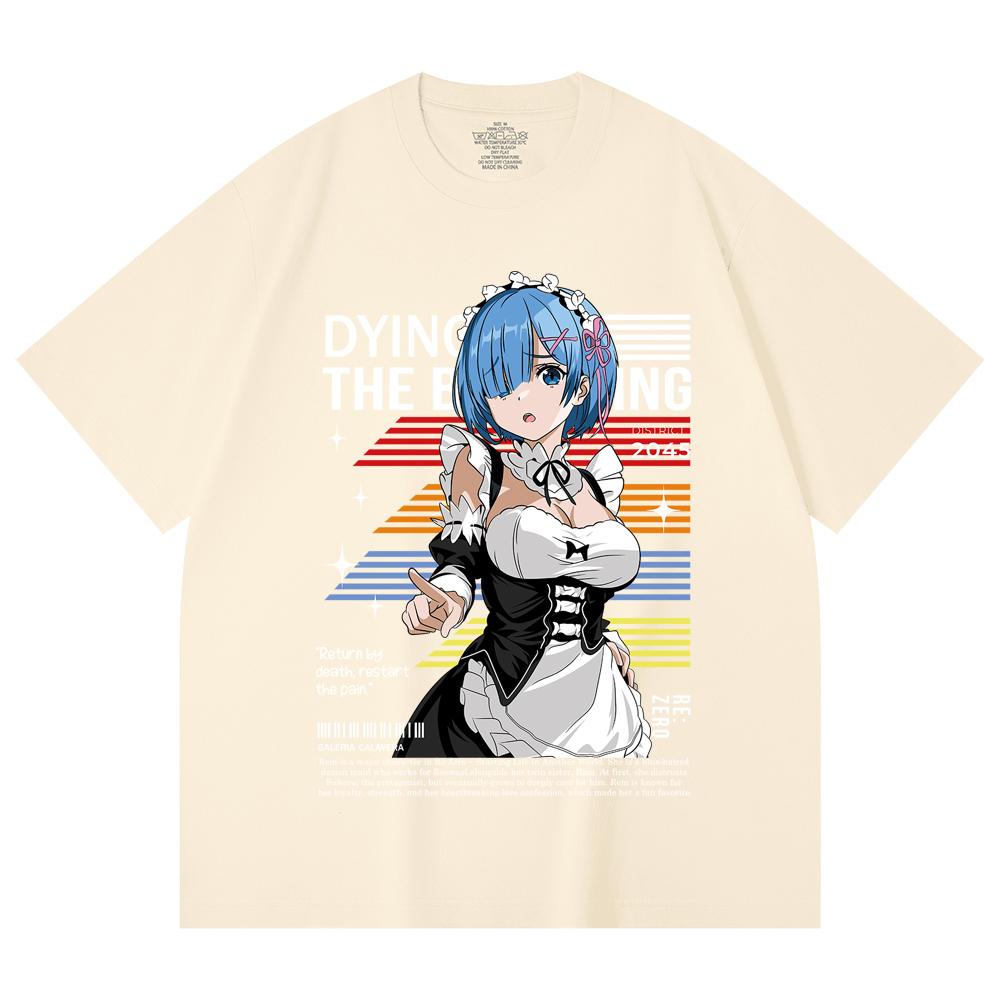 

230 Gsm 100% Cotton ReZero V2 Rem Print Unisex Heavy Cotton T Shirt XS абрикосовый