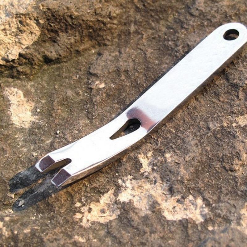 1PC Strumento da Tasca EDC, Mini Edizione Tascabile Piede di Porco in Acciaio Inossidabile, Raschietto a Manovella, Portachiavi con Graffetta Winder