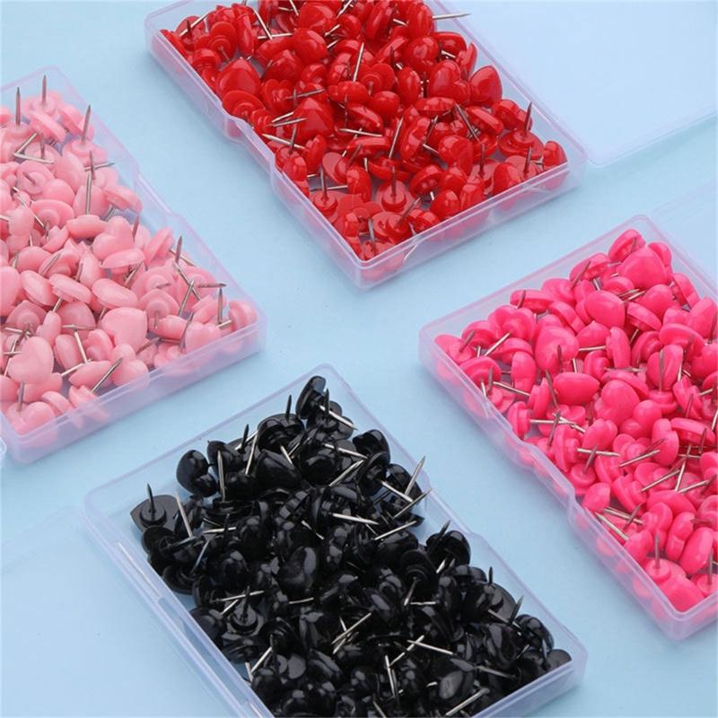 50/100/150Pcs Heart Push Pins Notice Board Thumb Tacks Pins for Office School Notice Board Display Picture Note Memos