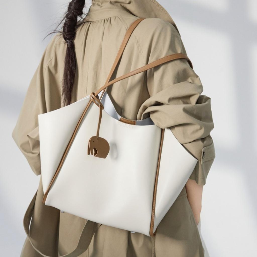 Velká kožená taška Tote z hovězí kůže, Módní a luxusní, Jednoduchá měkká kožená taška Tote na jedno rameno pro dojíždění