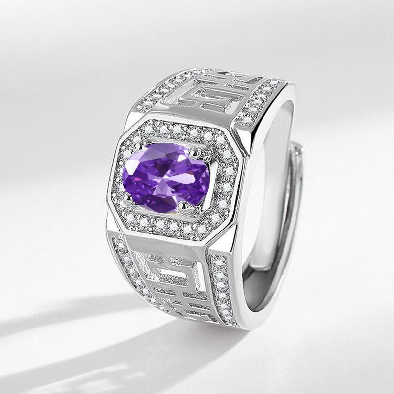 New Product Real Emerald Men's Ring Zircon Inlaid European and American Fashion Domineering Men's Ring