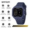 Sanda Creative Square Multifunctional Dual Display Student Watch - Countdown, Alarm, Waterproof, Trendy Electronic Timepiece.