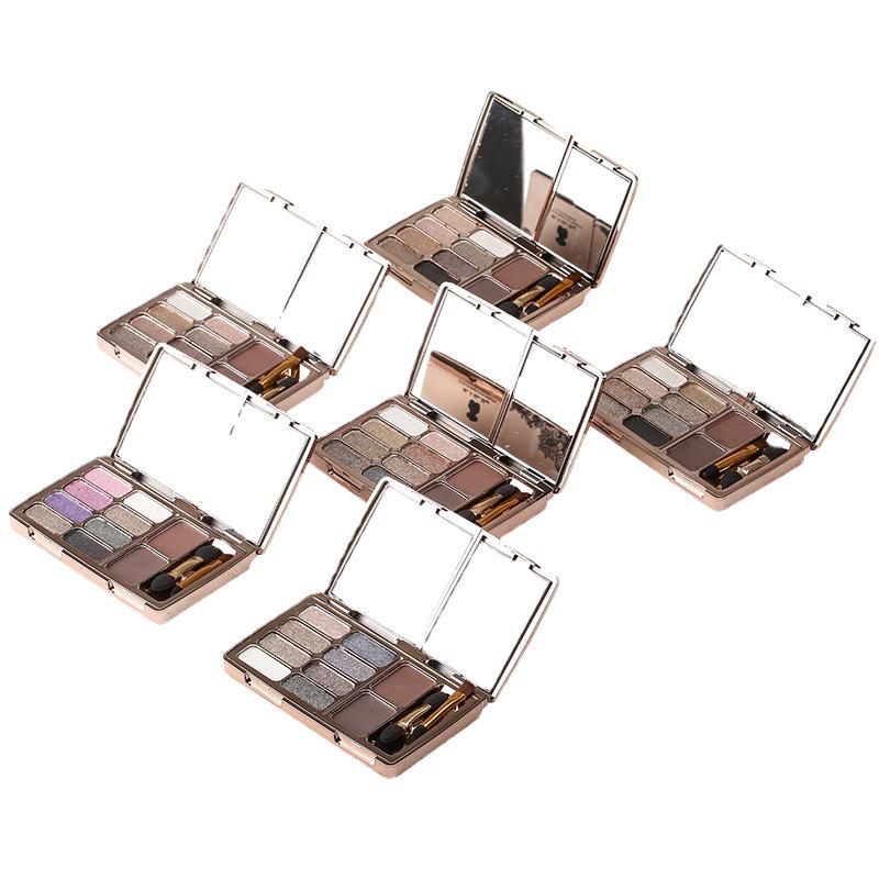 Winnie the Pooh Eyeshadow: 8-Color Palette with Diamond Finish & 2 Eyebrow Powders.