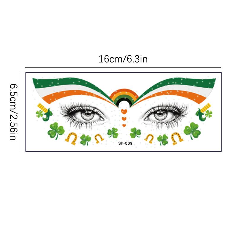 

День Святого Патрика, наклейки для татуировок для лица, наклейки для макияжа глаз, наклейки для вечеринок, яркие водонепроницаемые одноразовые наклейки, временная татуировка