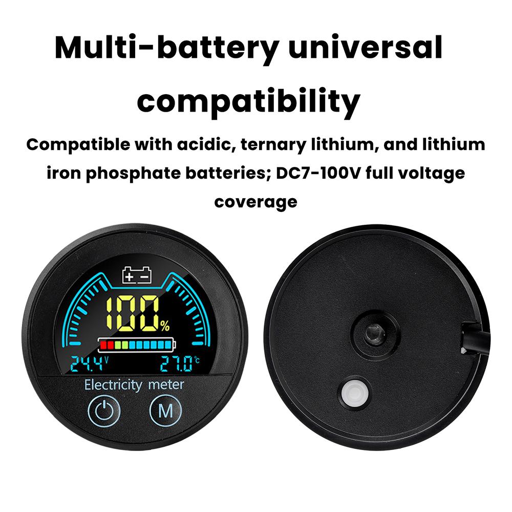 5918 DC 7–100V Digital Circular Voltmeter Waterproof Battery Capacity Monitor Car Voltage Meter Tester Battery Level Indicator