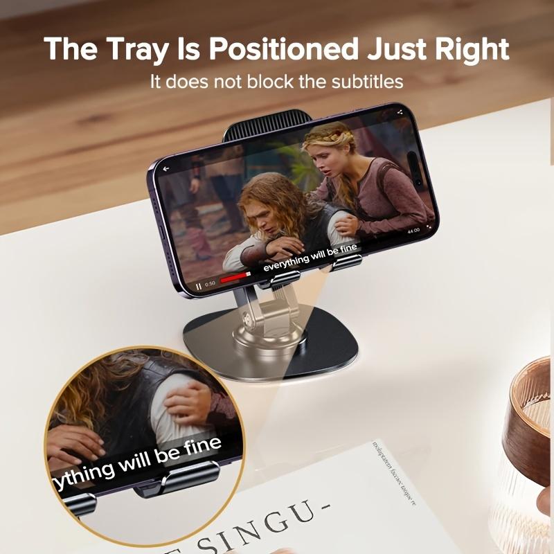 Universal Biax Metal Base 360 Degrees Rotating Height Adjustable Telescopic Desktop Mobile Phone Holder Fully Collapsible Stands
