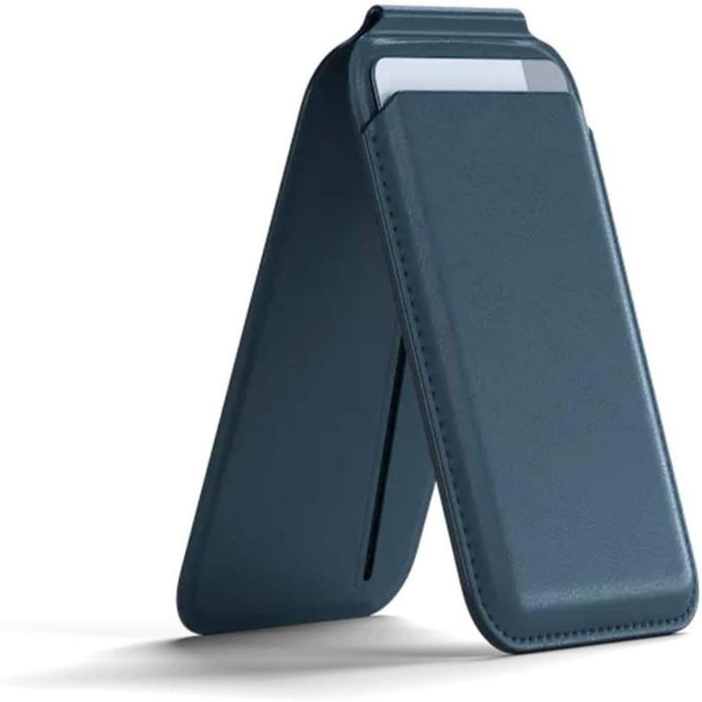 

Snap On Phone Card Holder Foldable Magnetic Stand New Phone Stand Wallet for iPhone 16 15 14 13 12 синий