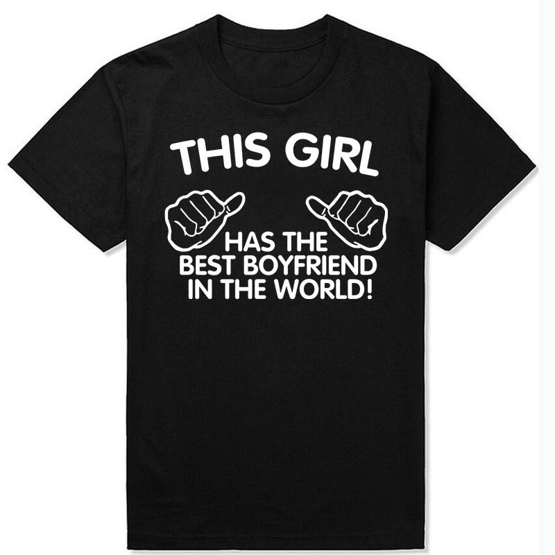 ZIMOXUAN This Girl Has The Best Boyfriend In The World Letter Print T-shirt Couple Fitted Ladies Casual T-shirt Gift For Girlfriend Gifts