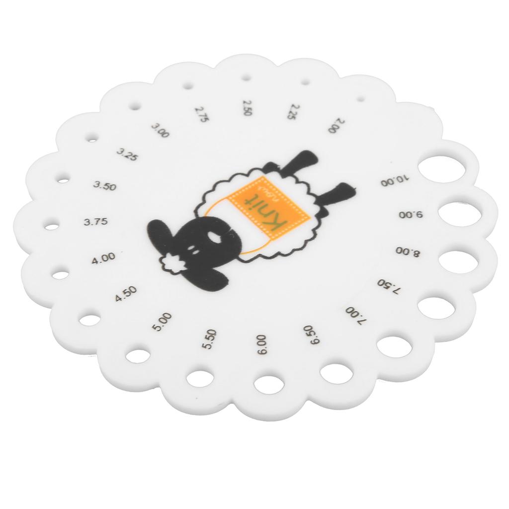 Needle Gauge Knitting Plastic Round Measuring Tool with Clear Scale Cartoon Pattern for DIY Sewing