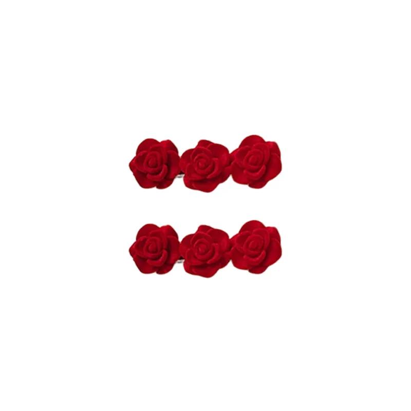 1/10pcs Red Velvet Rose Hair Clips for Women Small Flower Hairpins Girls Elegant Hair Clip Pin Barrette Wedding Hair Accessories