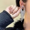 Boucles d'oreilles à pampilles géométriques Argentées: Boucles d'oreilles Clous Luxueuses en Zircon avec une Touche Tendance pour Femmes.