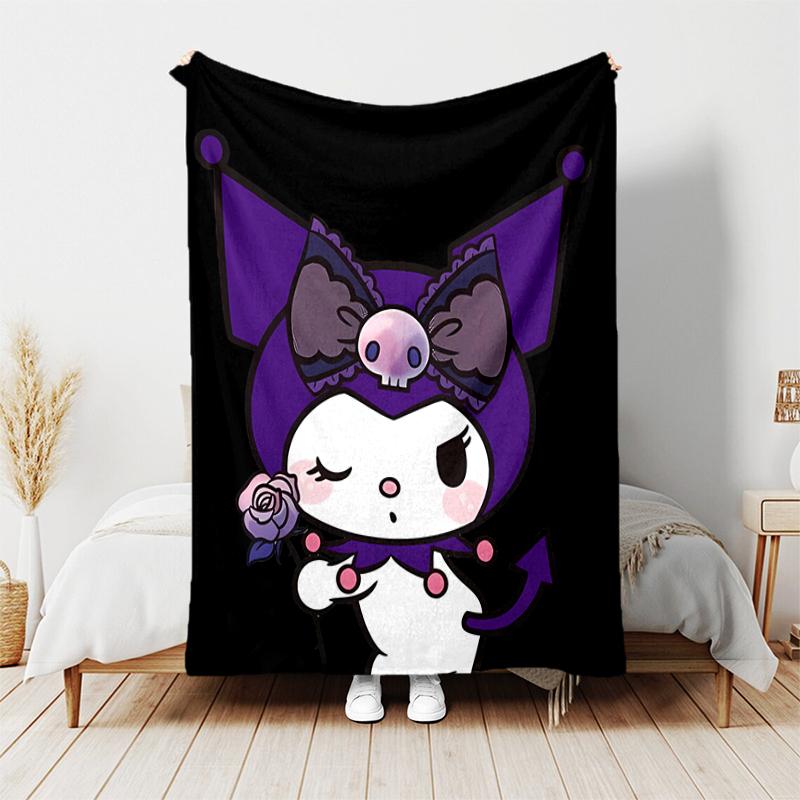1pc Blanket Sanrio Kuromi1 Print Design, Lightweight Blanket for Sofa, Bed- Soft &Warm, Gift for All Seasons like Christmas, Halloween