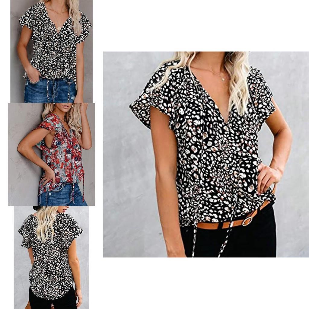 Womens Summer V Neck Short Sleeve T Shirt With Beautiful Floral Print And Comfortable Fit