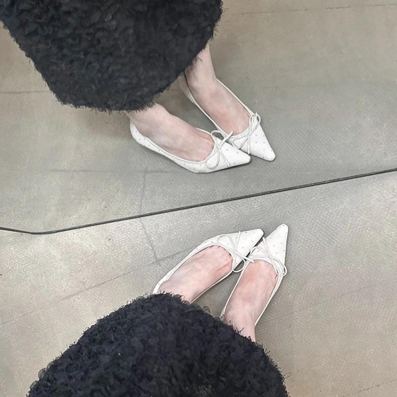 2025 New Brand High Heels Women Butterfly-knot Elegant Pointed Pumps Female Fashion Comfy Low Heel Dress Shoes Zapatos De Mujer