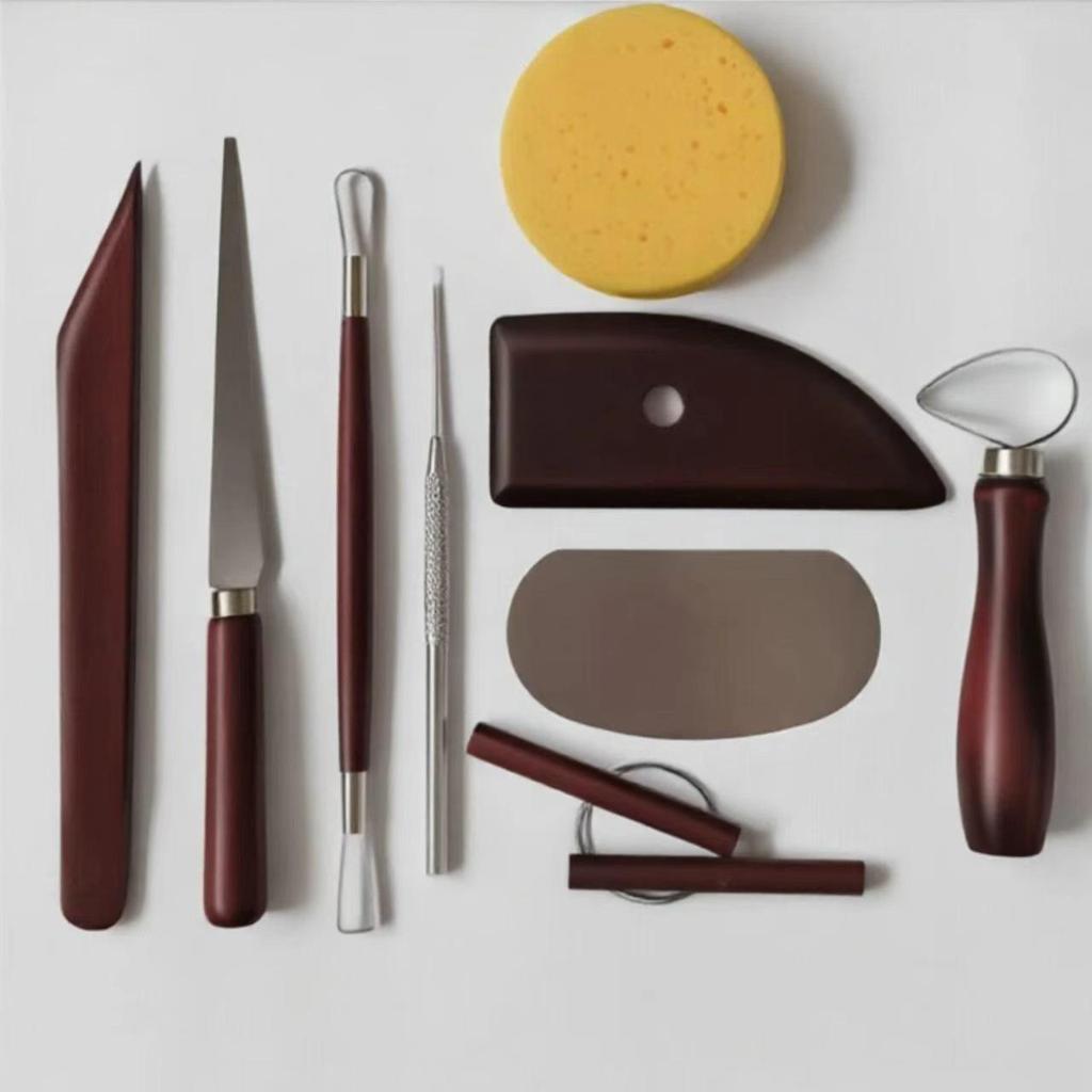 Wooden Pottery & Polymer Clay Sculpting Knife Set - DIY Pottery Tools
