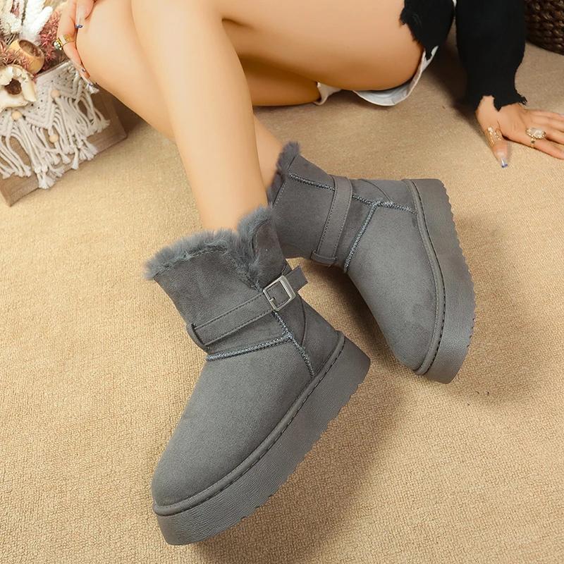 Fashion 2025 Brand Ladies Shoes Ankle Women's Fashion Belt Buckle Daily Winter Plus Velvet Keep Warm Best Seller Comfortable Snow Boots