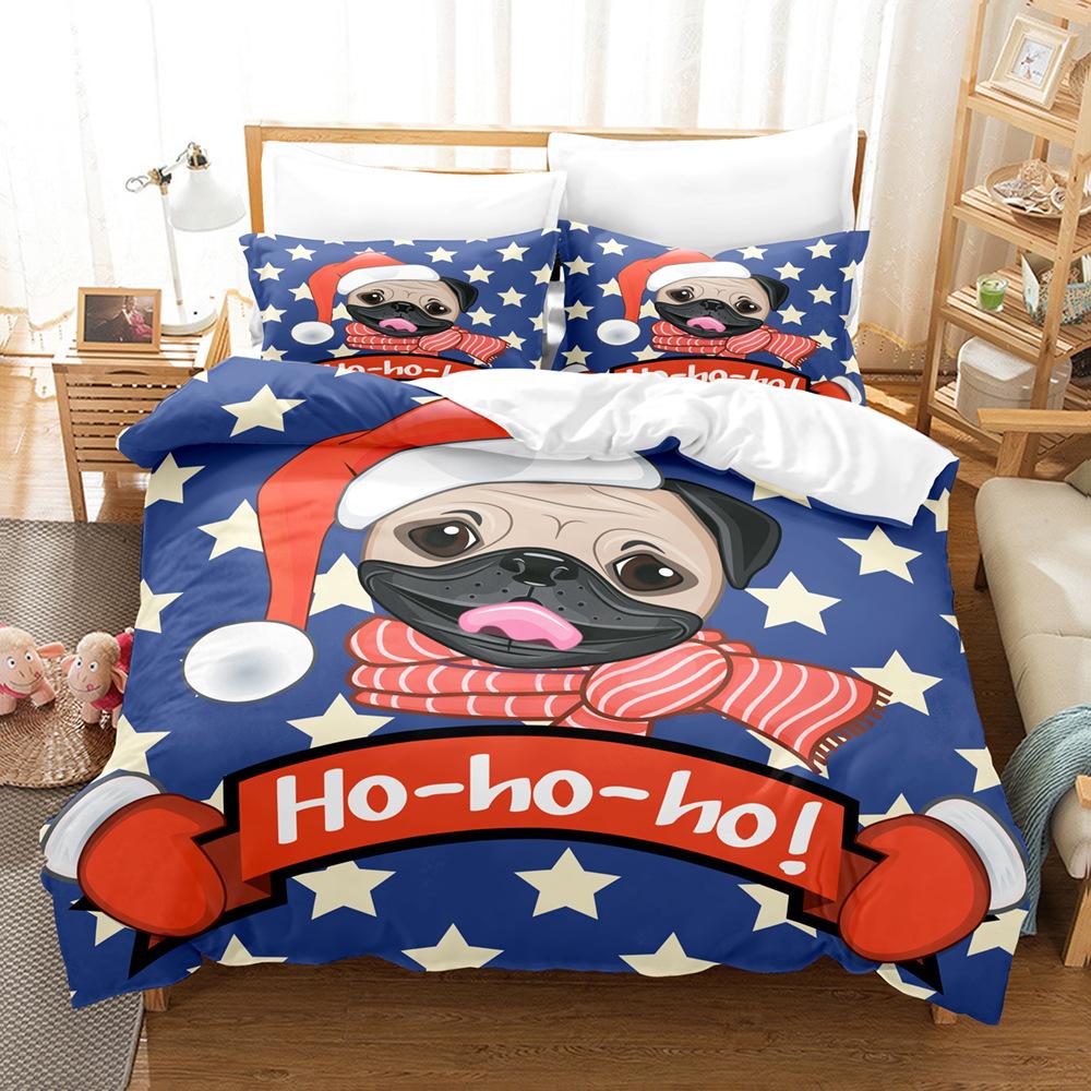 3D Happy New Year Bedding Set Christmas Happy Duvet Cover Pillowcase 2/3 Holiday Gift AU/EU/ES/DE Full Size Quick Drying Soft Home Textile