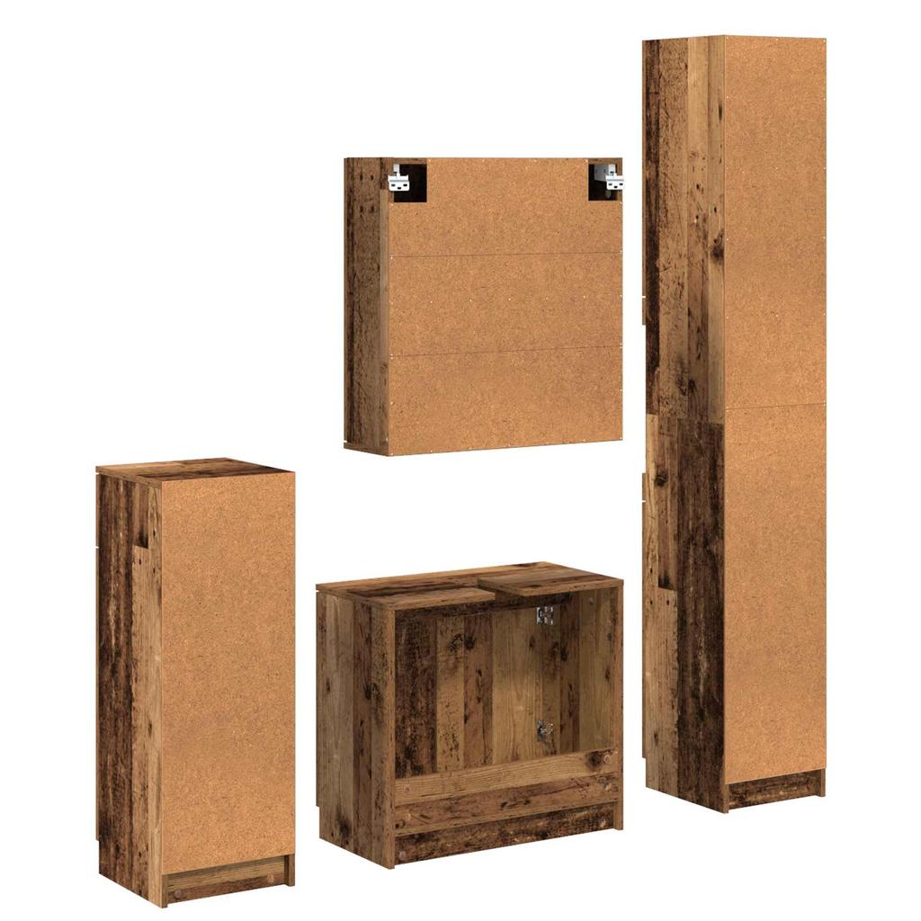 Bathroom Furniture Set with Drawers 4 pcs Reclaimed Wood Effect Particleboard