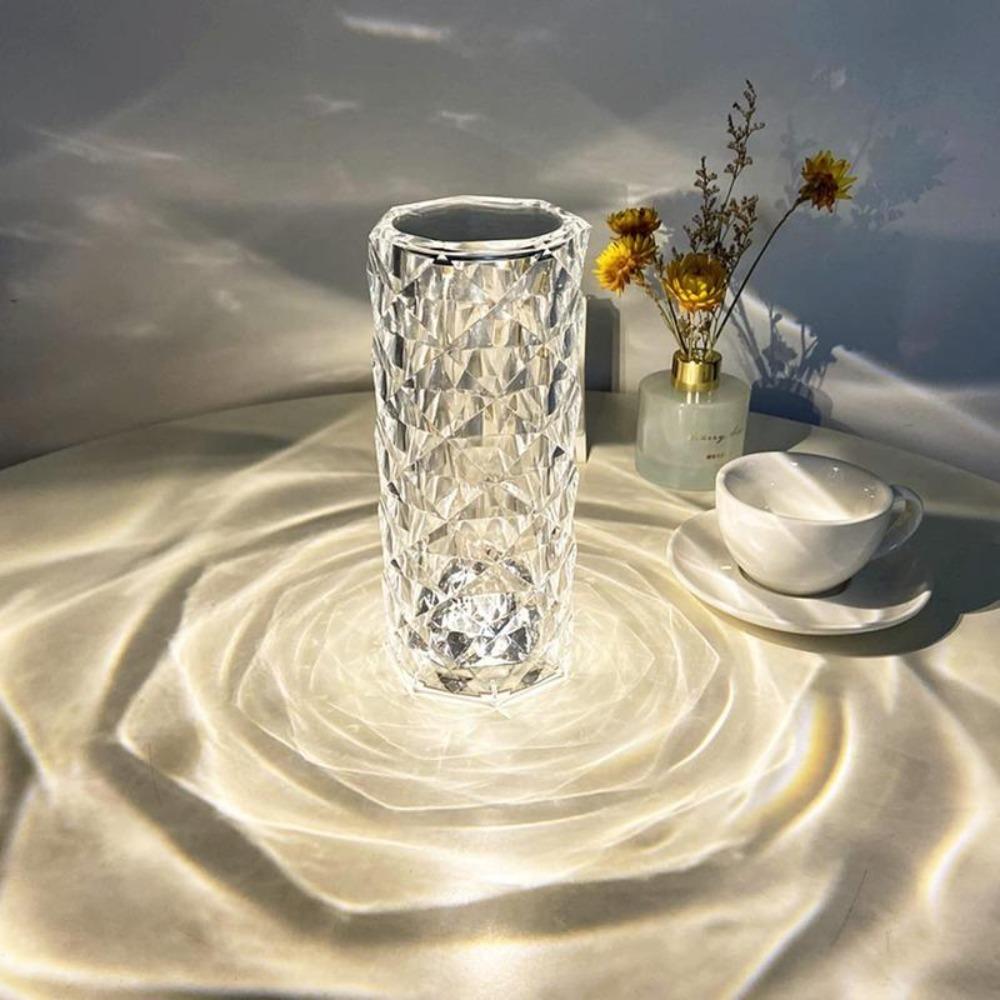 Lámpara de mesa de cristal Amill, lámparas de diamante remotas táctiles de 3/16 colores, decoración de habitación, atmósfera, luz de noche junto a la cama, luces de proyector de escritorio