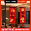1 Pair Velvet Horse Year Hanging Pendant Chinese Style Traditional New Year Door Couplet Blessing Words Lanyard Wall Art Pendant