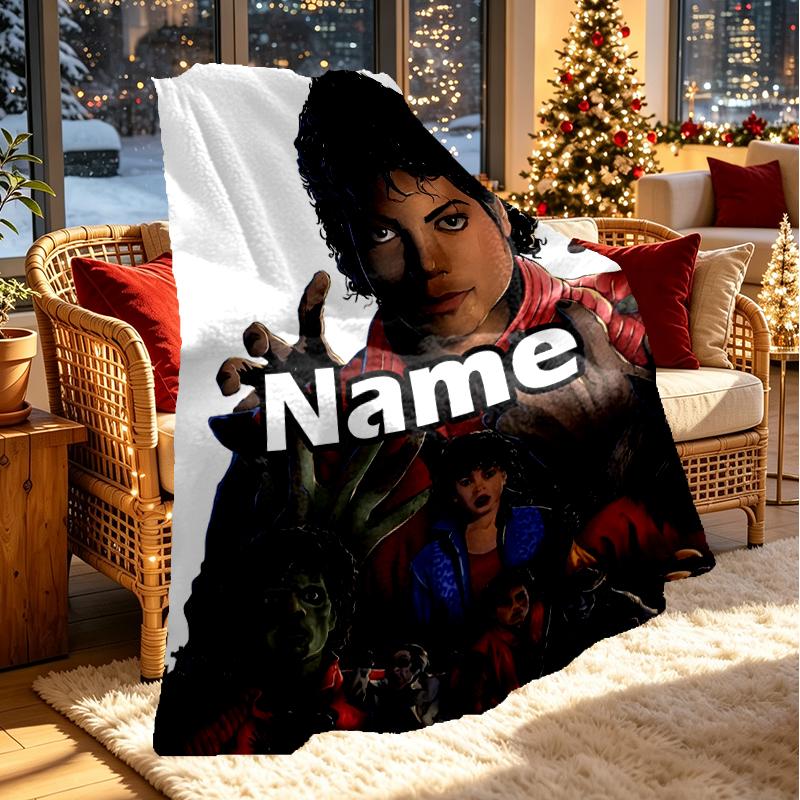 Custom Name Personalized Michael Jackson Print Blanket, Home Decor, Bedroom, Sofa, Camping, Couch, Gifts for Birthday Christmas