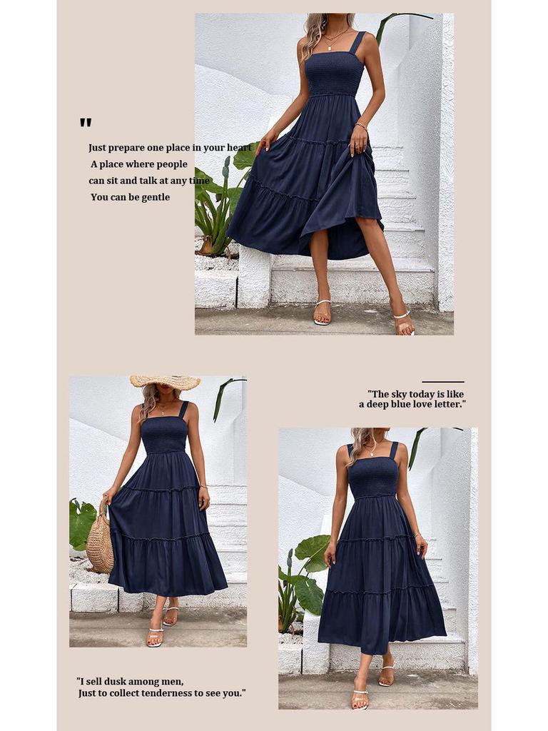 2025 Sommer Mehrfarbig Damen Schulterfreies Elastisches Camisole-Kleid