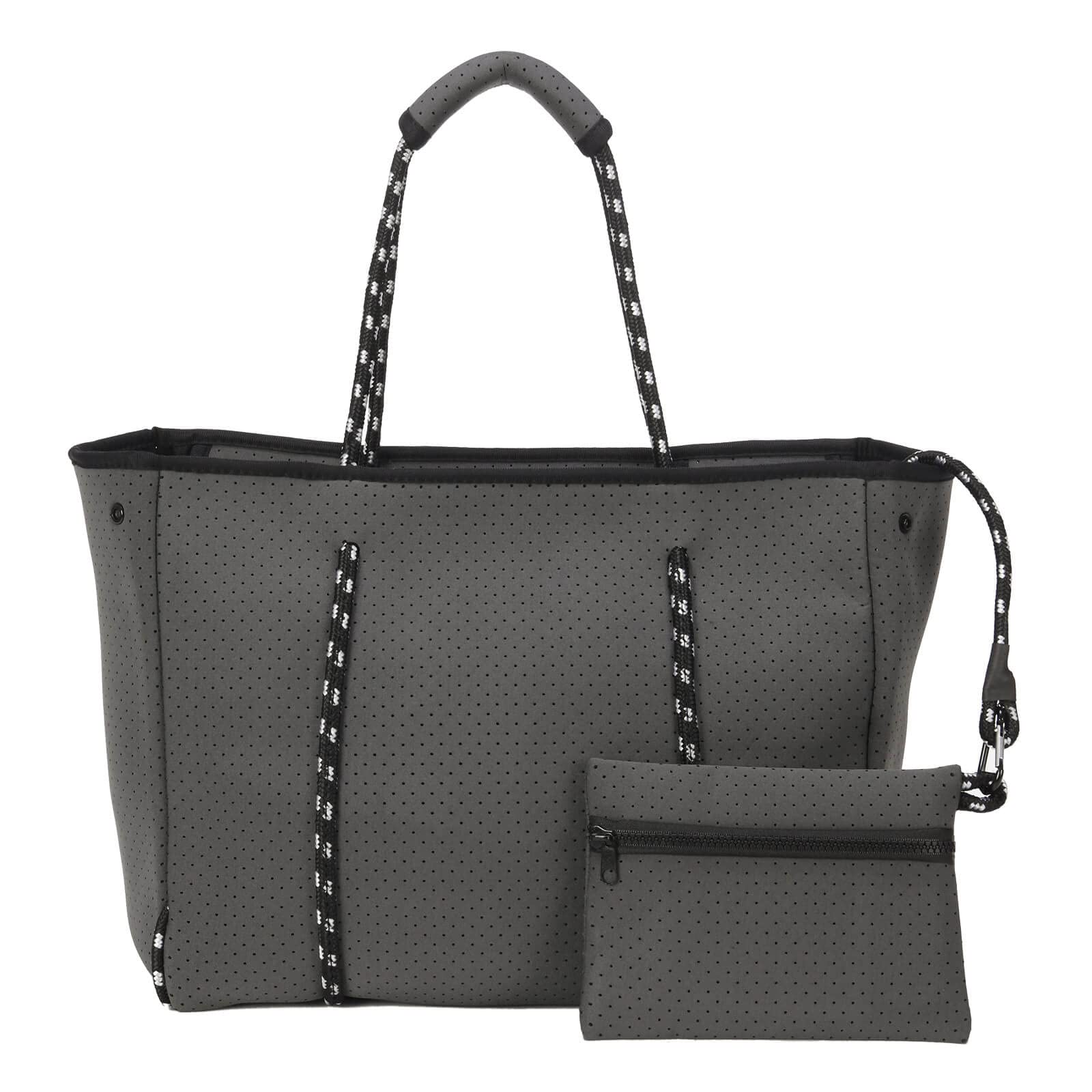 

large neoprene zipper tote contents cannot be bottom gray [SUNR] Mother s bag, capacity, lightweight, bag, bag, bag, A4, seen, plate, pouch, сірий колір