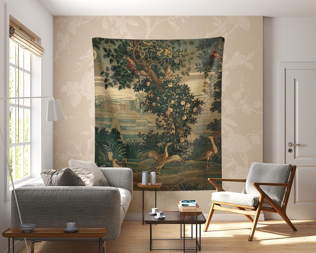 Arazzo da giardino antico francese del XVIII secolo per la decorazione della casa in soggiorno, camera da letto e stanza dei fiori