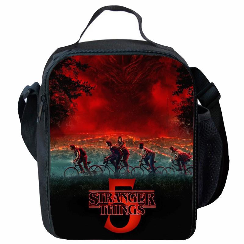Stranger Things 5 Lunch Bag: Cartoon Picnic Bag for Primary Students with Ice Pack
