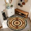 Rustic Medallion Round Area Rug Geometric Circular Floor Carpet Non-Slip Welcome Door Mat for Home Entrance Porch Decor