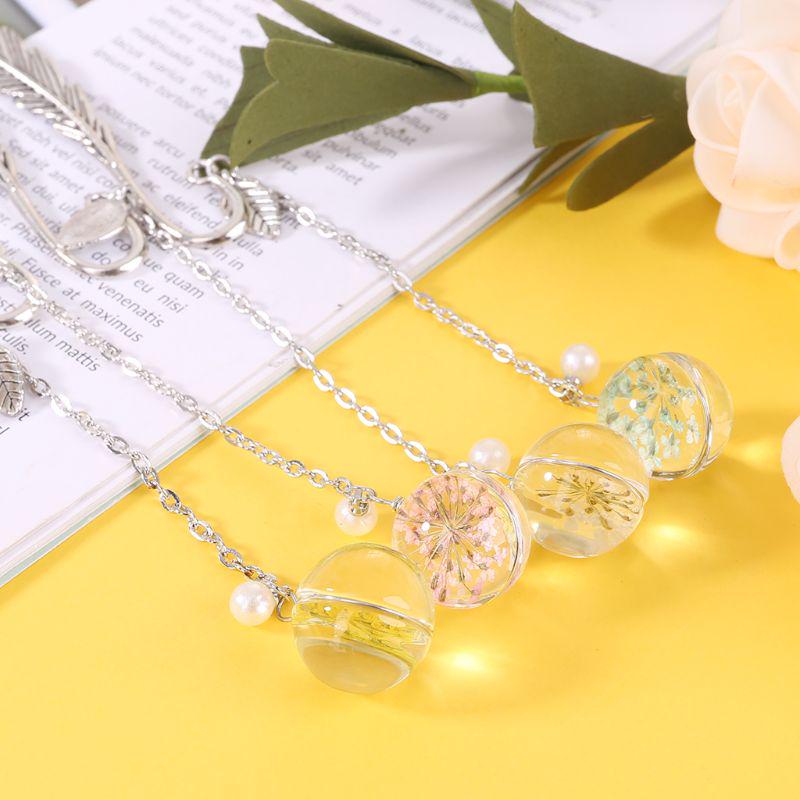 Bookmark Feather Dried Flower Gypsophila Specimen Metal Bookmarks Stationery Gift